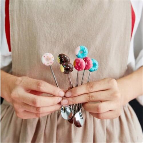 1pcs Stainless Steel Donut Fork Spoon Coffee Stirring Spoon Cute Girl Heart Fork Mini Creative Fork Set Tableware Dessert Spoon
