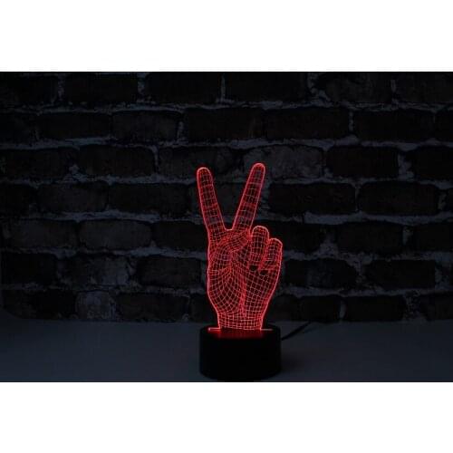 Victory Shape Desk Lamp/Funny Light/Holiday Lamp/3D Visual Effect Night light 7Colors and Decoration Room Christmas Gift