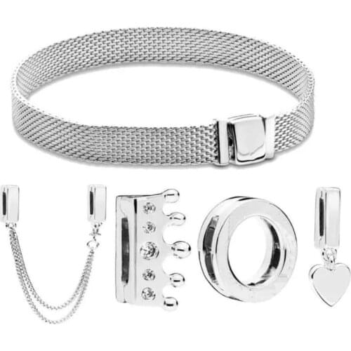 Real s925 silver color Bracelet fit Original Charms silver color s925 Women Bracelet DIY Jewelry Gift bransoletki damskie