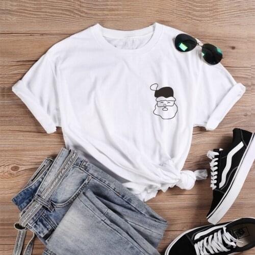 ONSEME Cute Santa Claus Graphic Tees Female Basic Coton T Shirts Female Hipster Christmas T Shirt Casual Tops Funny Tshirt