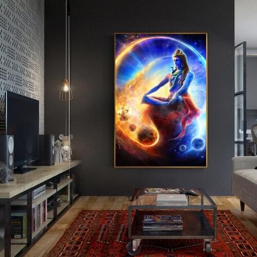 Posters and Prints Portrait of Lord Shiva Wall Art Hindu God Canvas Painting Hinduism Art Picture for Living Room Home Decor