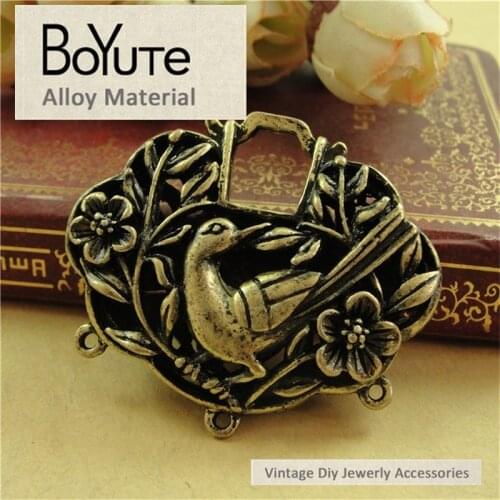 BoYuTe (5 Pieces/Lot) 43*37MM Antique Bronze Plated Lucky Lock Pendant Charms for Jewelry Accessories fit Diy Necklace Bracelets