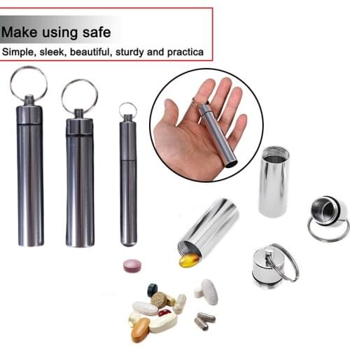 1PC Detachable Key Chain Medicine Pill Bottle Box Waterproof Aluminum Storage Case Medicine Container Box Health Care