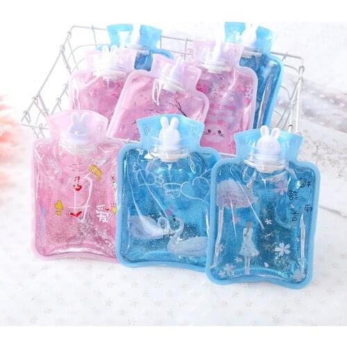 Cute Transparent Hot Water Bottle Warm Belly Treasure Cartoon Hand Warmer Filled Mini Explosion-proof Portable Hot Water Bags