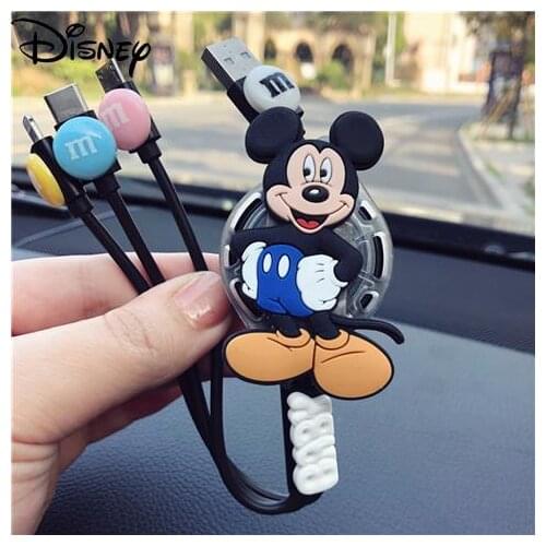 Disney Cartoon Minnie Cute Creative Car Phone Apple Android Universal Three-in-one Charging Cable Fast Charge