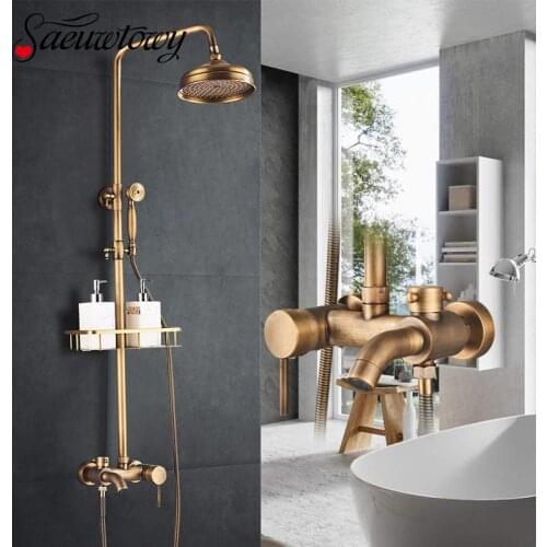 AntiqueBrass Shower Bracket Faucet Rain Brass 8" Shower Faucet Bathtub Faucet Bathroom Faucet Hand Shower Spout Bathtub Faucet