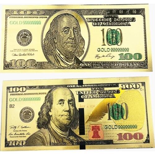 2PCS Old and New Gold Foil USA Banknote 100 Dollar Bills Bank Note Plastic Money Crafts April Fools' Day Kidding Gift Tricky