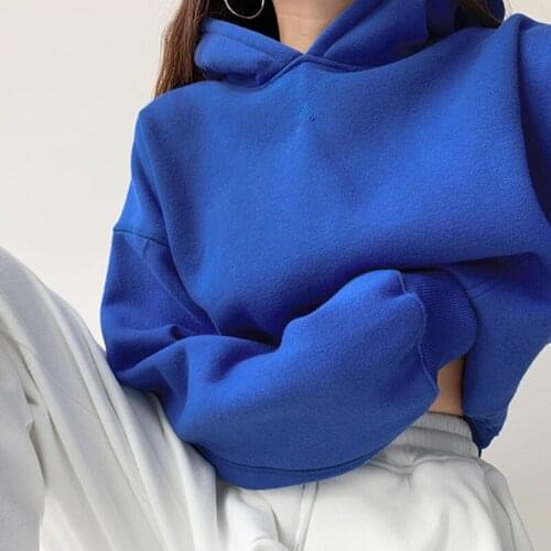 TVVOVVIN Spring Casual All-match Loose Hooded Tops Korean Simple Solid Color Long Sleeve Short Sweatshirt For Women Ho7x