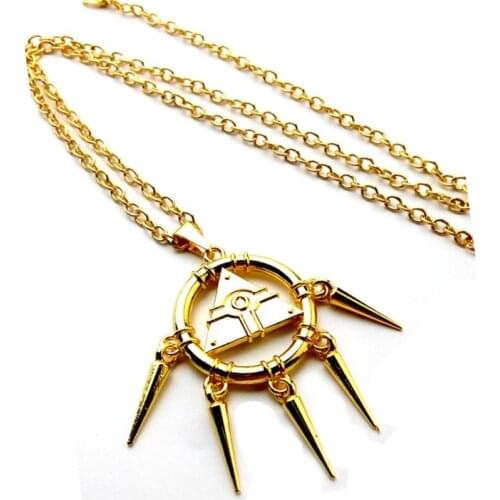 Yami Bakura Yu-Gi-Oh! Duel Monsters Ryo Millennium Puzzle Gold Wheel Wisdom Pendant Necklace Keychain Cosplay Jewelry Key chain