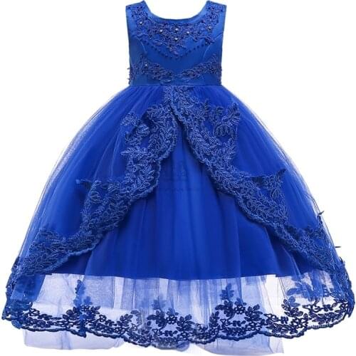Flower tutu Kids Clothing Elegent Lace Embroidery Beading Girl Dresses for Child Princess Party Custumes Kids dresses for girls