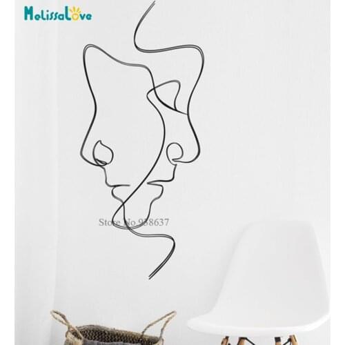 2 Faces Modern Minimalistic One Line Art Decal Windows Decor Living Room Home Geometric Removable Vinyl Wall Stickers BD666