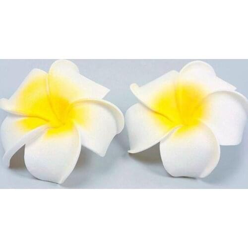 2Pcs Small Trumpet Frangipani Hairpin Hairpin Beach Flower Headdress Foam Flower Hair Seaside Diy Accessories Head Q0C6