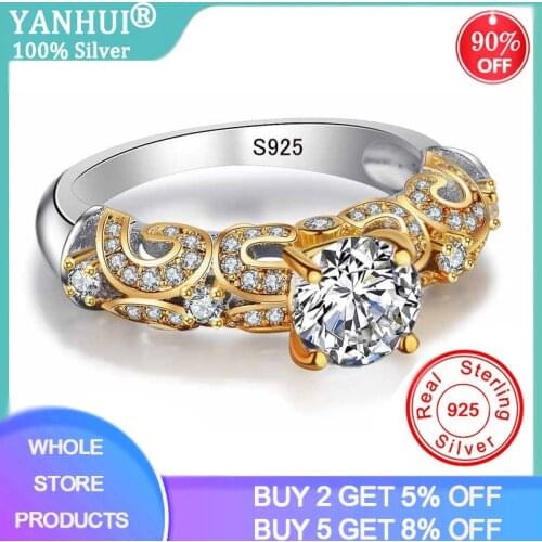 2020 New Fashion Luxury Gold And Silver Color AAA Zircon Ring Female 925 Silver Wedding Band Jewelry Promise Rings For Women