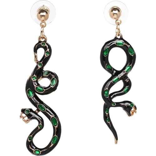 2020 New ZA Asymmetry Enamel Snake Shape Long Earring Jewelry For Women Indian Ethnic Vintage Animal Dangle Earrings