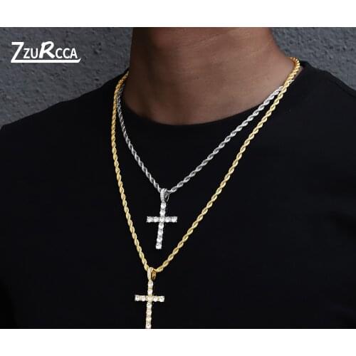 2021 Cross Necklace Pendant Cuban Link Chain Necklace Hip-Hop Jewelry Tennis Chain Necklace for Men Free Shipping