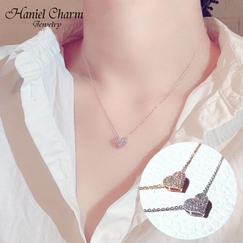 2021 Luxury Bling AAAZircon Love Heart Shape Necklace High Quality Exquisite Feminia Women Choker Wedding Bridal Jewelry Pendant