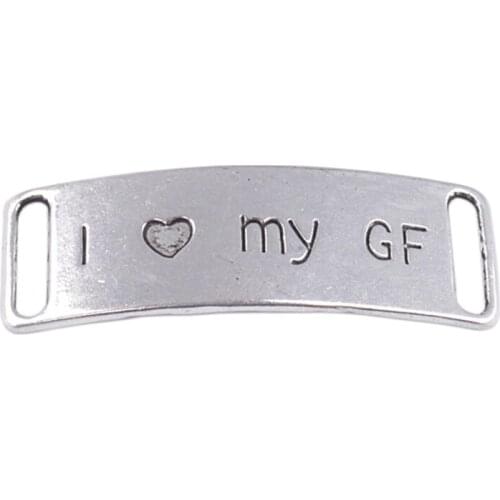 30PCS Tibetan Silver Color I Love My GF Word Metal Connector Links A36202