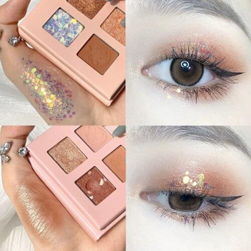 4 Color Eyeshadow Palette Long-lasting Eye shadow Powder Matte Shimmer Waterproof Eye Shadow Makeup Tool