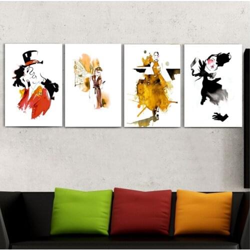 4 pieces painting pictures fashion design 01 on oil canvas for home decor and wallpaper