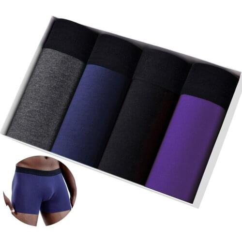4pcs Fashion Solid Color Mens Panties Cotton Sexy Boxers For Man Underwear Set Underpants Brand Male Boxershorts Shorts Calecon