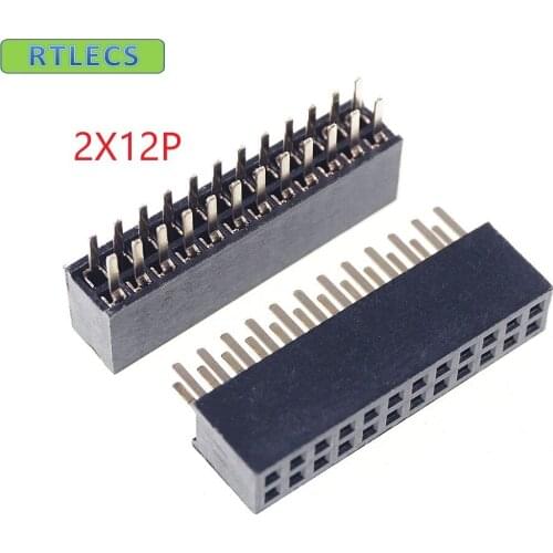 500pcs 2x12 P 24 pin 1.27mm Pitch Pin Header Female dual row straight through hole DIP Rohs Lead free