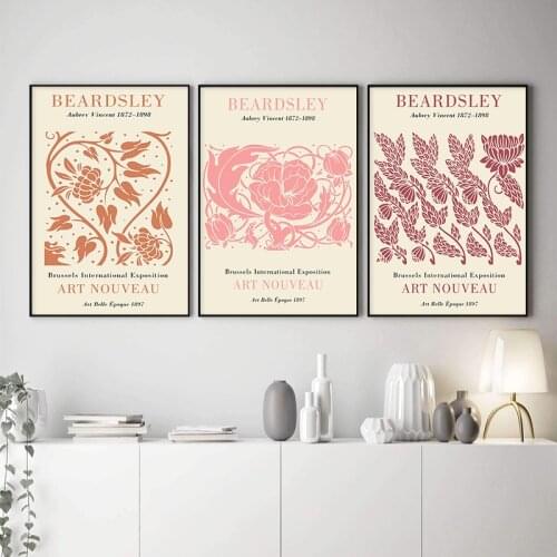 Aubrey Vincent Beardsley Canvas Painting Art Nouveau Posters and Prints Vintage Flower Wall Art Picture for Room Decor