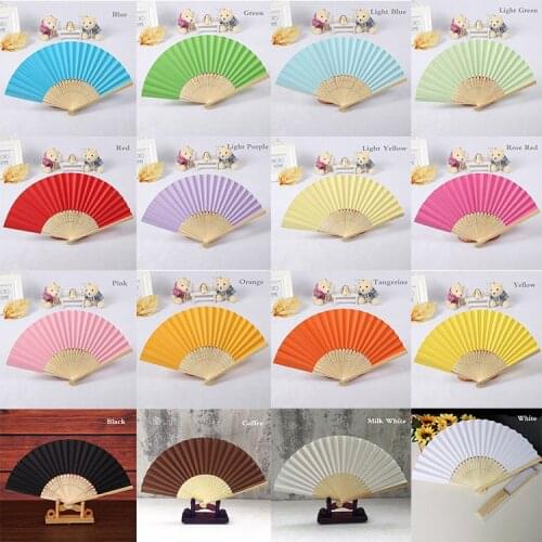 200pcs Wedding Favors Gift Paper Folding Fan Bride Hand Fan with Bamboo Ribs Candy Color Craft DIY Fan+DHL Free Shipping