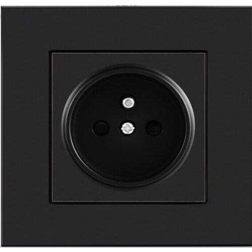 French Wall Socket Flame Retardant PC Panel 86mm * 86mm Outlet Home Decor Sockets Gold Black White Ac 110-250v 16a