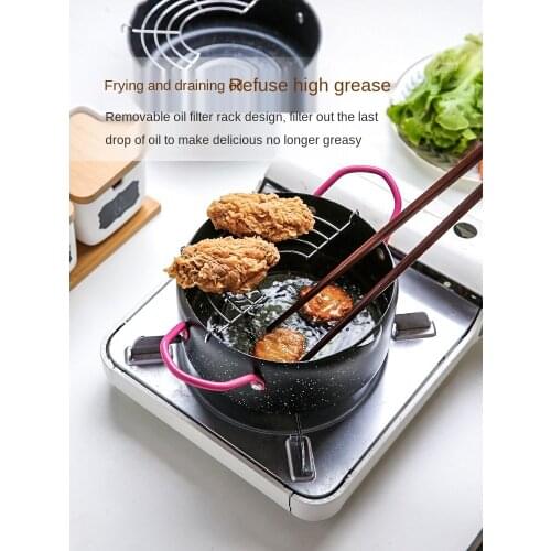Japanese Style Tempura Deep Frying Pan Household Small Fuel-Efficient Stainless Steel Flat Bottom Induction Cooker Fried
