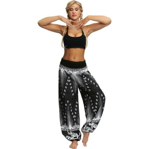 Good Quality 100% Polyester XL Elastic Waist Yoga Thaliand Polka Dot Boha Style Womens Harem Pants