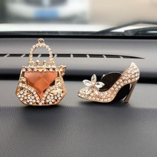 Crystal Shoes Bag Car Accessories Cute Car Air Freshener Crystal & Diamond Air Vent Clips QW