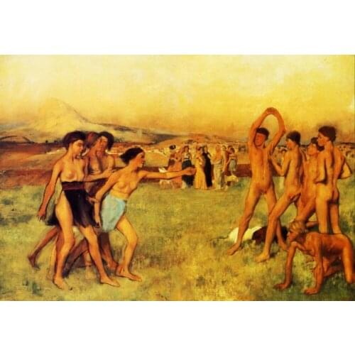 High quality Oil painting Canvas Reproductions Spartan Girls Challenging Boys (1860) By Edgar Degas hand painted