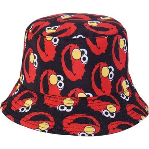 KENSHELLEY Cartoon Fisherman Hat Women Cotton Breathable Summer Hat Printed Outdoor Sunscreen Double-Sided Female Basin Hat