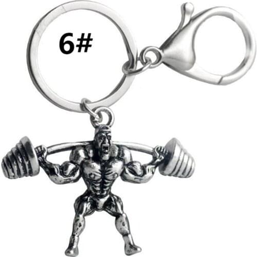 Strong Man Dumbbell Keychain Men Fitness Bodybuilding Key Chains For Car Wallet Keys Ring Sports Men Gifts B159