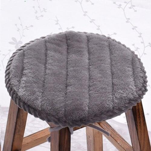 Round Plush Seat Cushion Soft Non-Slip Dining Chair Cushion Winter Thickening Stool Seat Pad Solid Color Tatami Mat Floor Cushio