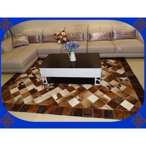 Fashionable art carpet 100% natural genuine cowhide leather flower carpet design