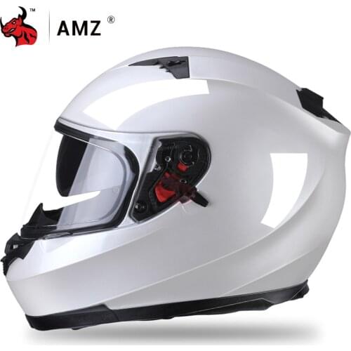AMZ Motorcycle Helmet Casco Moto Men Racing Motocross Full Face Helmet Double Lens Motorbike Riding Helmet DOT ECE Approved