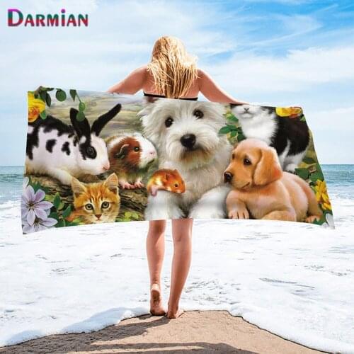 DARMIAN Cute Animal Pattern Soft Face Hair Bath Towel Absorbent Quick Dry Towel Premium Facecloth Washcloth Summer Beach Towel