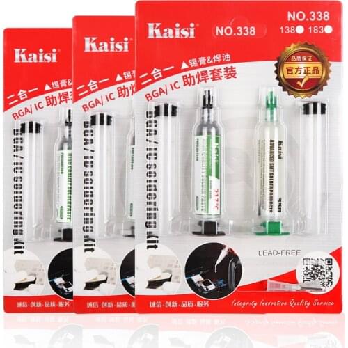 2 in 1 Soldering Flux Kit Tin Paste Solder Oil Kit Syringe Liquid Flux Melting Point 138°C/183°C/217°C Repair Stencil Tools