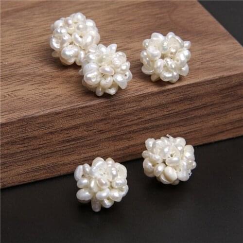 2-5Pc Natural 12-13 mm Freshwater Pearl Flower Ball Cultured Baroque White Pearls For DIY Making Wedding Women Necklace Bracelet