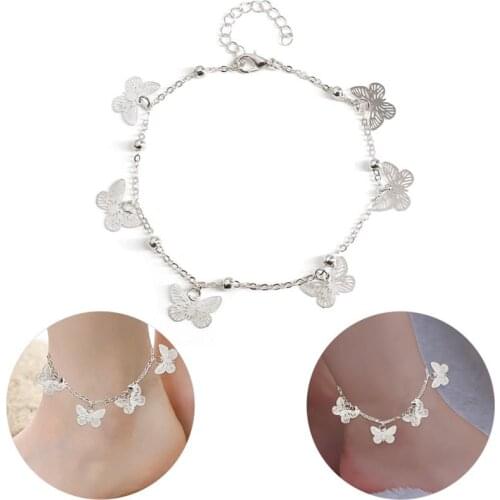 Coxeer 1pc Womens Anklet Fashion Adjustable Butterfly Decor Beach Anklet Ankle Bracelet For Women Girls Jewelry Accessories