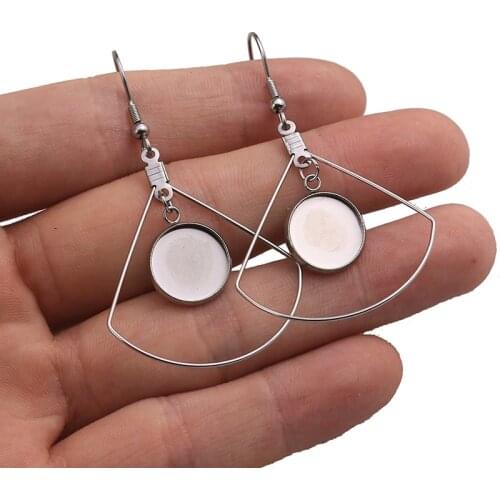 10pcs Stainless Steel Earrings Bases Settings Earring Blank DIY Earring Kits 12mm Cabochon Bezel Earring Tray Jewelry Making