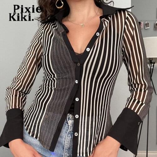 PIXIEKIKI Womens Chiffon Blouses