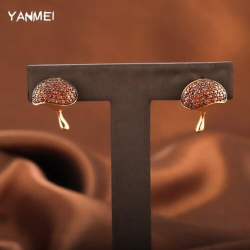 Lovely Mushroom Plant Earrings for Women Aaa Zircon Magic Stud Earrings Girl Fashion Accessories Party Jewelry сережки