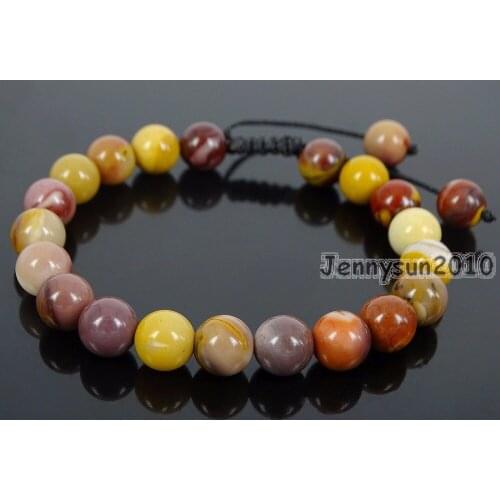 Handmade 8mm Adjustable Natural Moukaite Gems Stone Round Beads Bracelet Healing Reiki 5 Strands/Pack