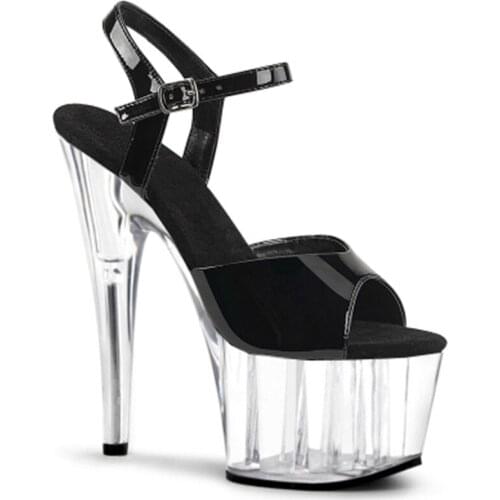 15 cm, high-heeled crystal sandals, sexy pole dancing shoes, thick-soled stage show dancing shoes
