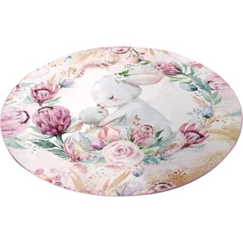 Modern Round Home Decoration Carpet Cartoon Printing Round Living Room Bedroom Non-Slip Mat