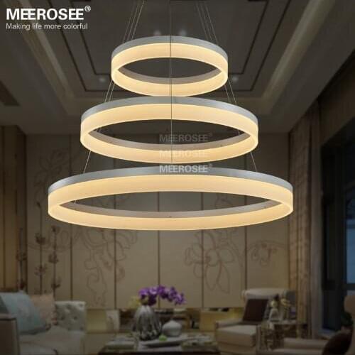 LED Round Chandelier Modern Acrylic Lamp Light for Dinning Room LED Lustres 3 Rings Restaurant LED Hanging Light Fixture