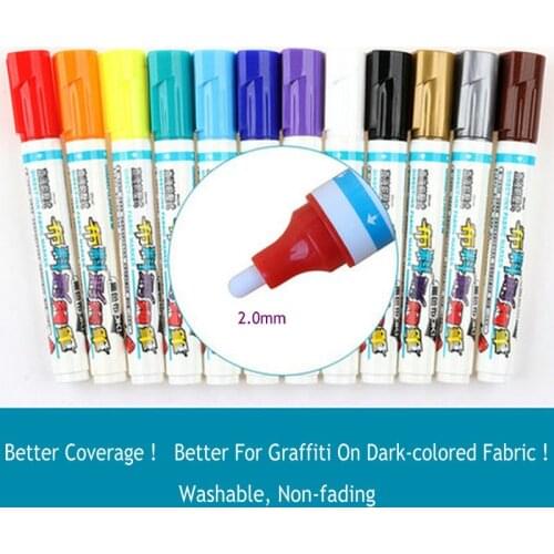Dark Colored Cloth Graffiti Marker Pens Waterproof Permanent Paint Markers T-Shirt Shoes DIY Art Markers Pen Set