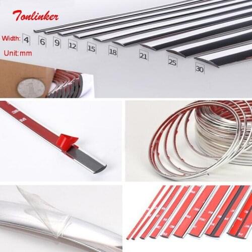 Tonlinker Multi-standard universal Exterior/Interior ABS Chromium Styling Cover sticker trim strip For Auto Car styling sticker